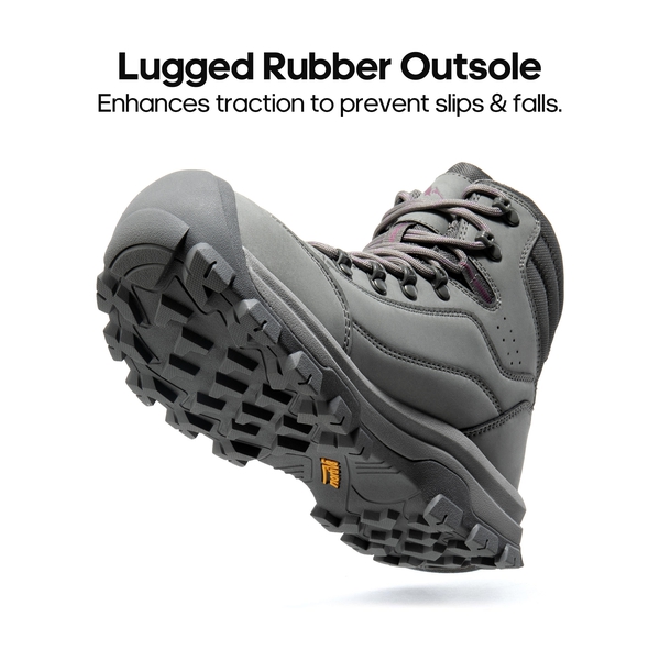 Women's Cap-Toe Leather Waterproof Hiking Boots - DARK GREY - 2